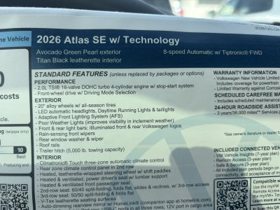 2026 Volkswagen Atlas 2.0T SE w/Technology