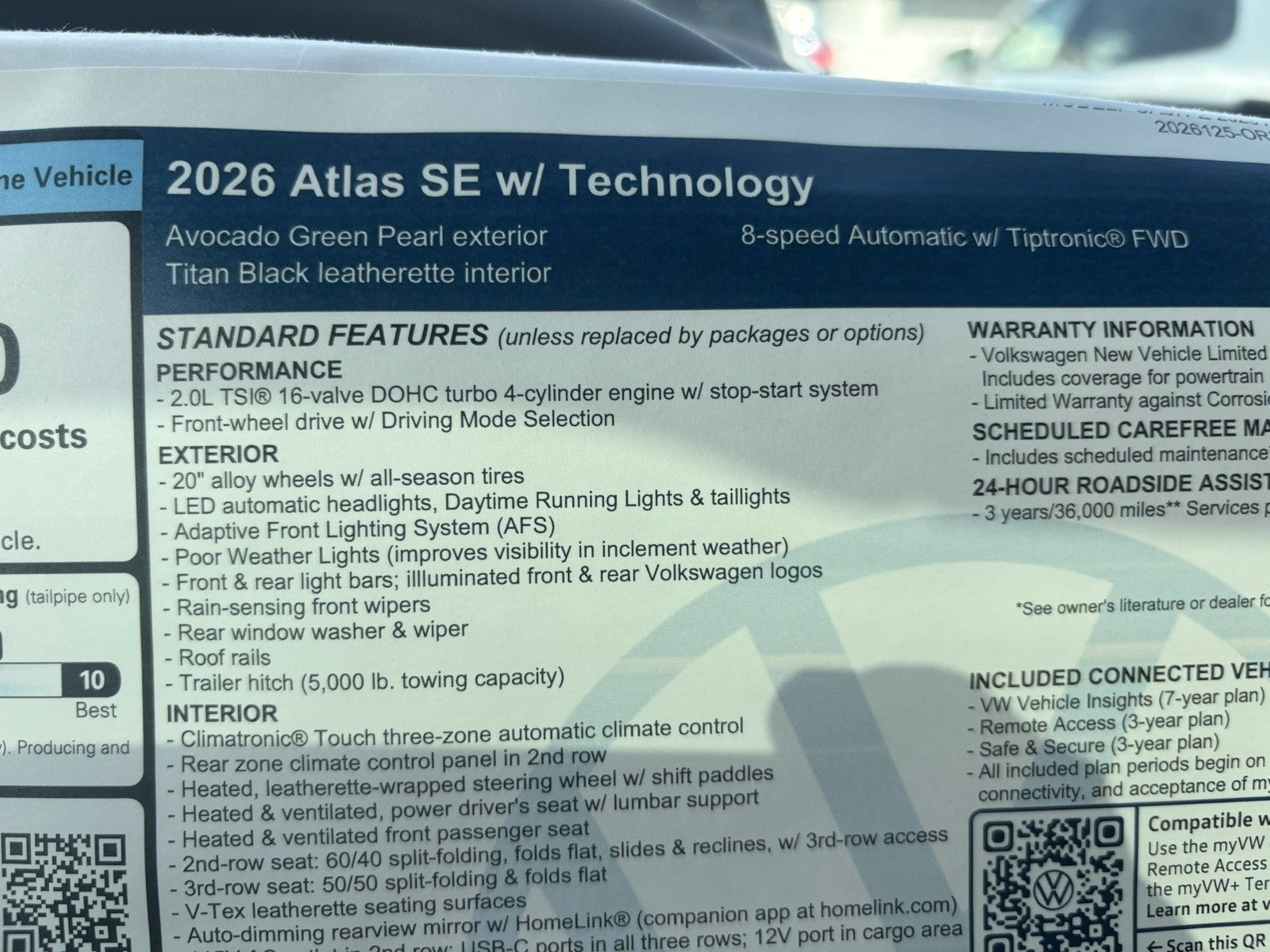 2026 Volkswagen Atlas 2.0T SE w/Technology