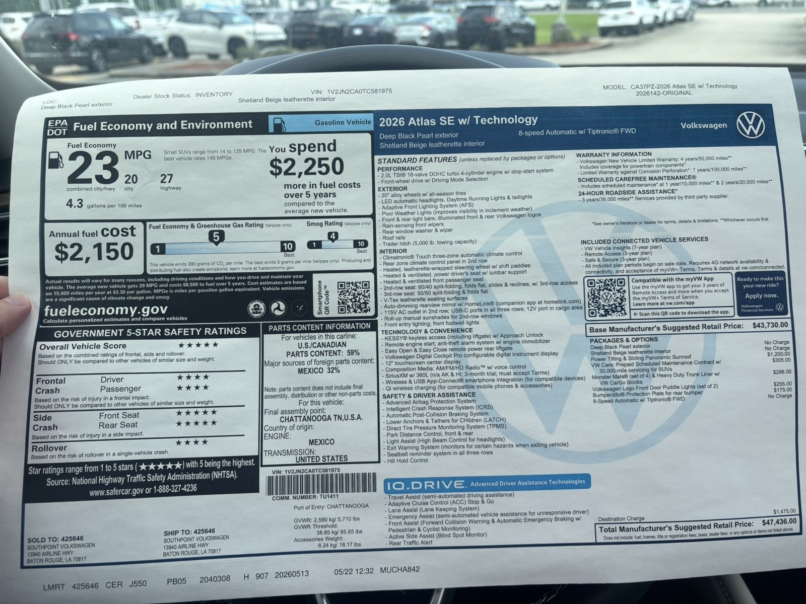 2026 Volkswagen Atlas 2.0T SE w/Technology