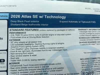 2026 Volkswagen Atlas 2.0T SE w/Technology