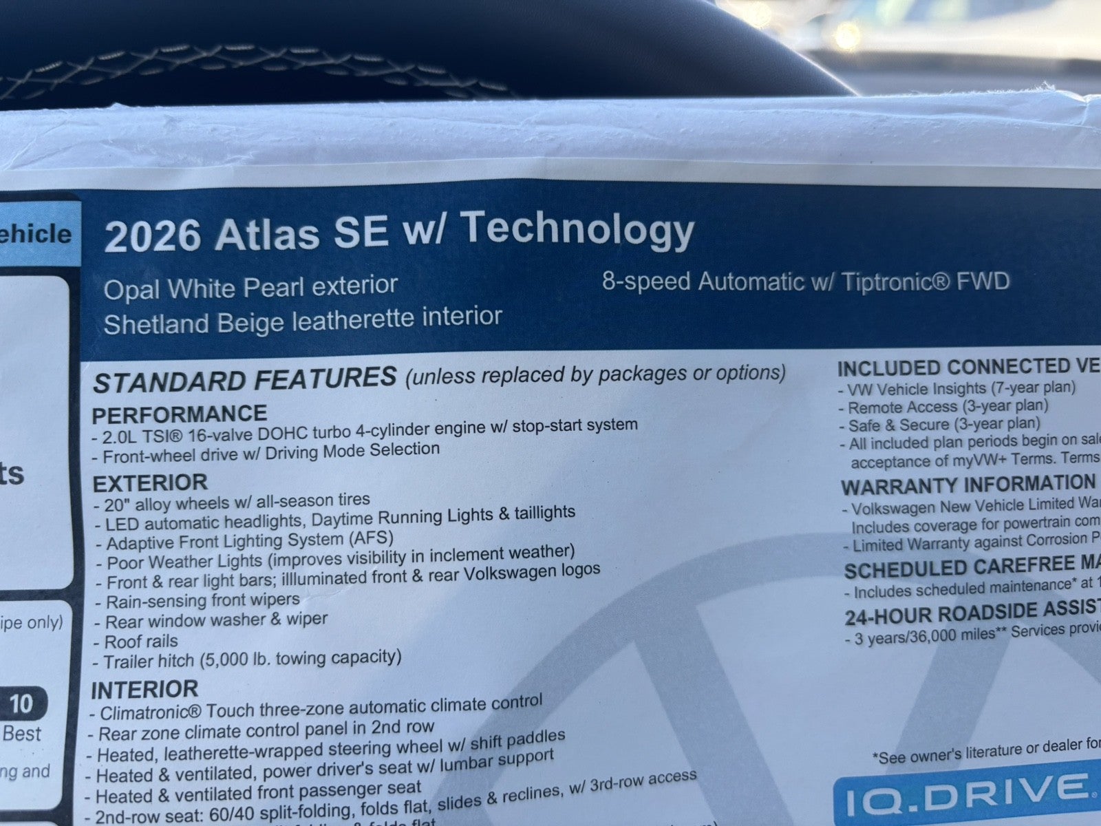 2026 Volkswagen Atlas 2.0T SE w/Technology