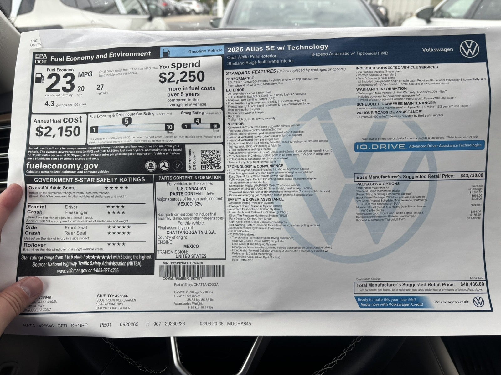 2026 Volkswagen Atlas 2.0T SE w/Technology