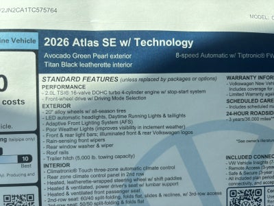 2026 Volkswagen Atlas 2.0T SE w/Technology