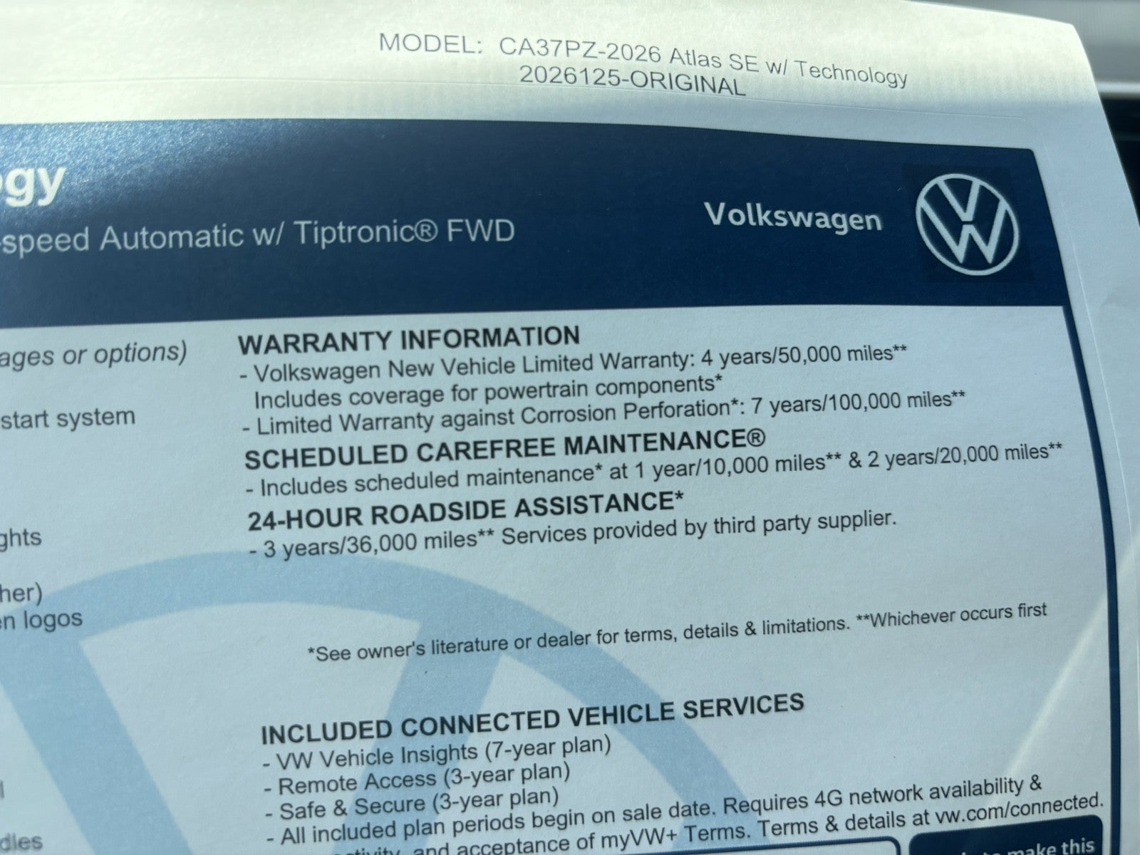 2026 Volkswagen Atlas 2.0T SE w/Technology