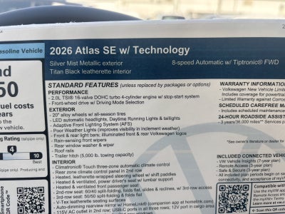 2026 Volkswagen Atlas 2.0T SE w/Technology