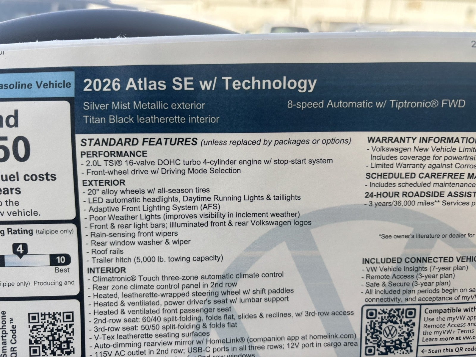 2026 Volkswagen Atlas 2.0T SE w/Technology