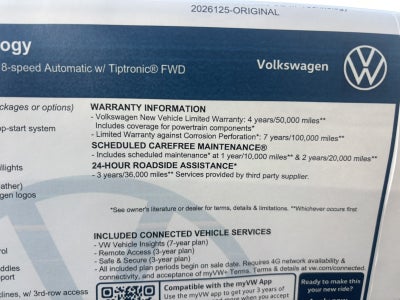 2026 Volkswagen Atlas 2.0T SE w/Technology