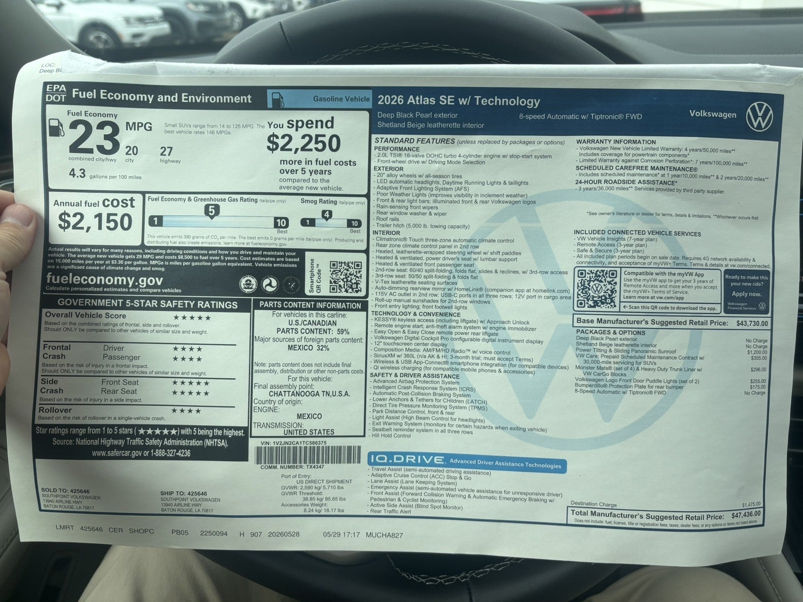 2026 Volkswagen Atlas 2.0T SE w/Technology