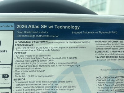 2026 Volkswagen Atlas 2.0T SE w/Technology