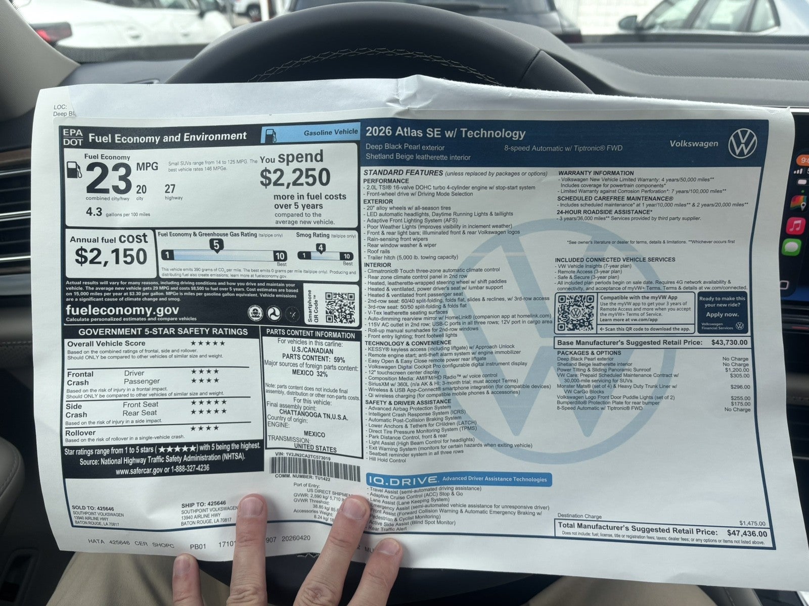 2026 Volkswagen Atlas 2.0T SE w/Technology