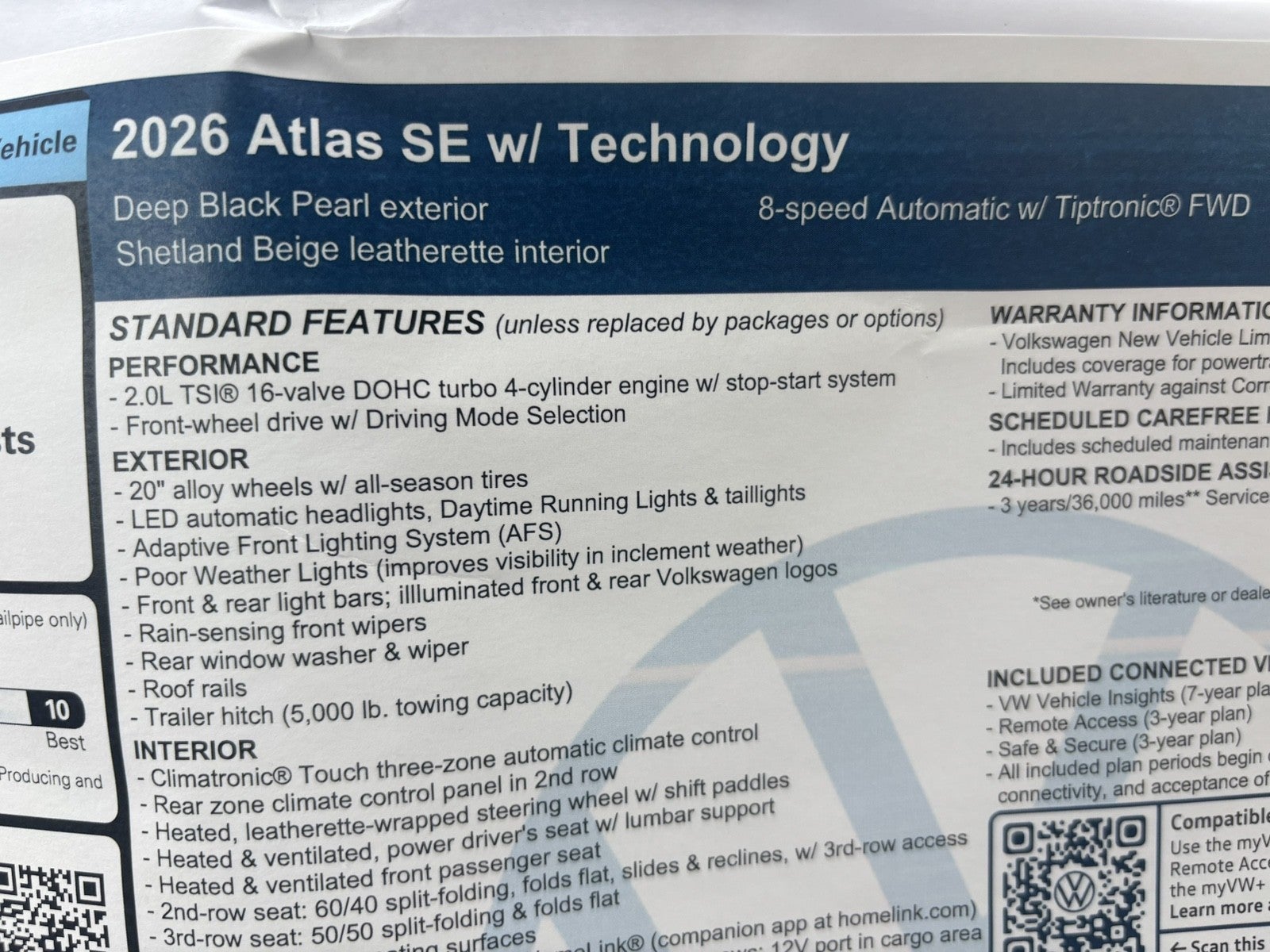 2026 Volkswagen Atlas 2.0T SE w/Technology
