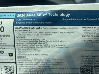 2026 Volkswagen Atlas 2.0T SE w/Technology