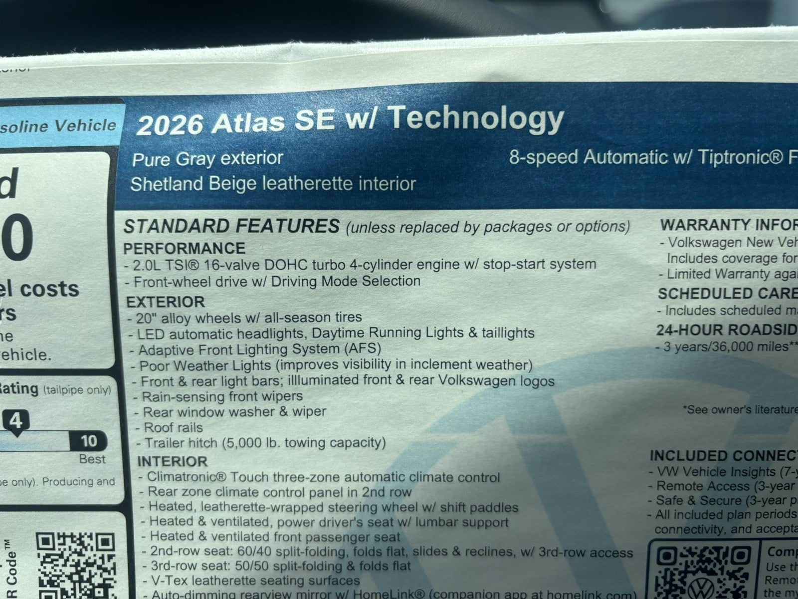 2026 Volkswagen Atlas 2.0T SE w/Technology