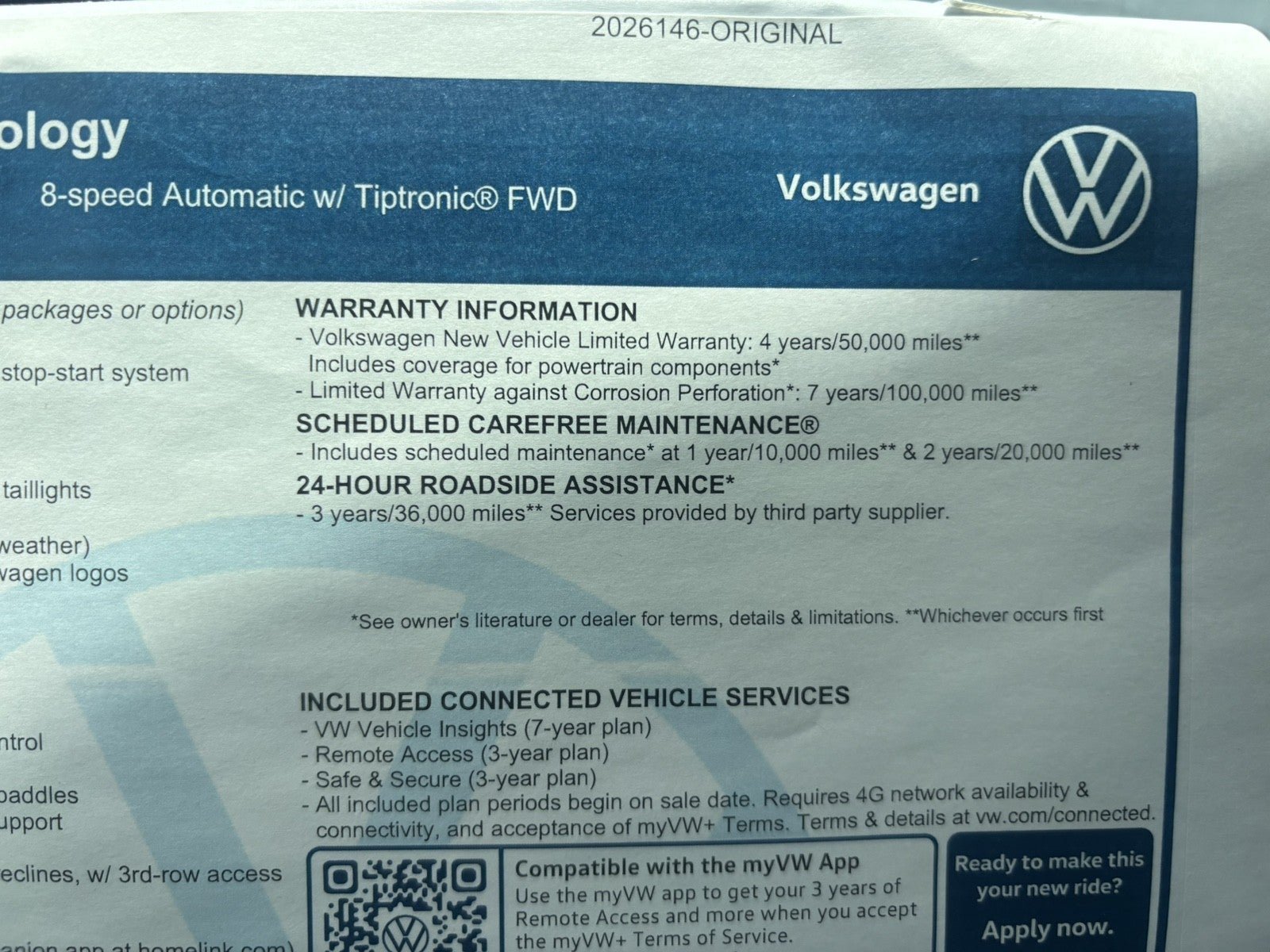 2026 Volkswagen Atlas 2.0T SE w/Technology