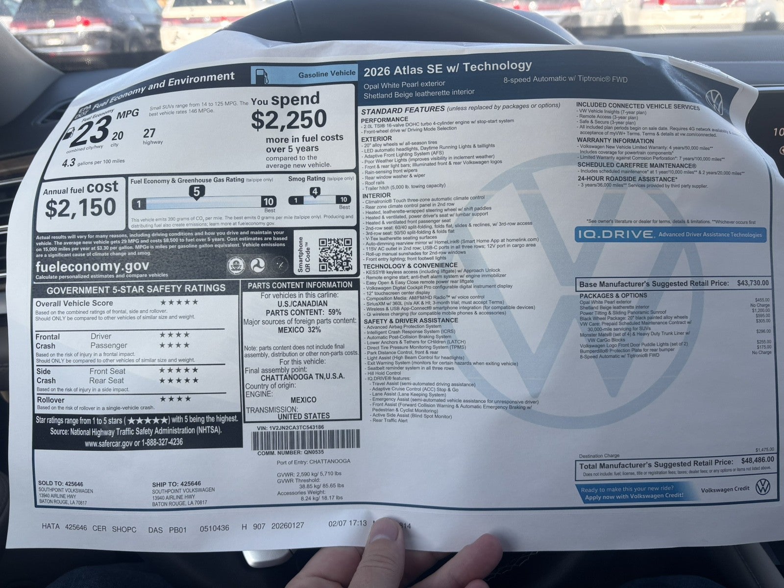 2026 Volkswagen Atlas 2.0T SE w/Technology