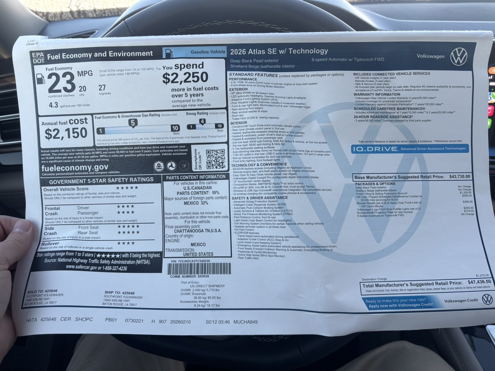 2026 Volkswagen Atlas 2.0T SE w/Technology