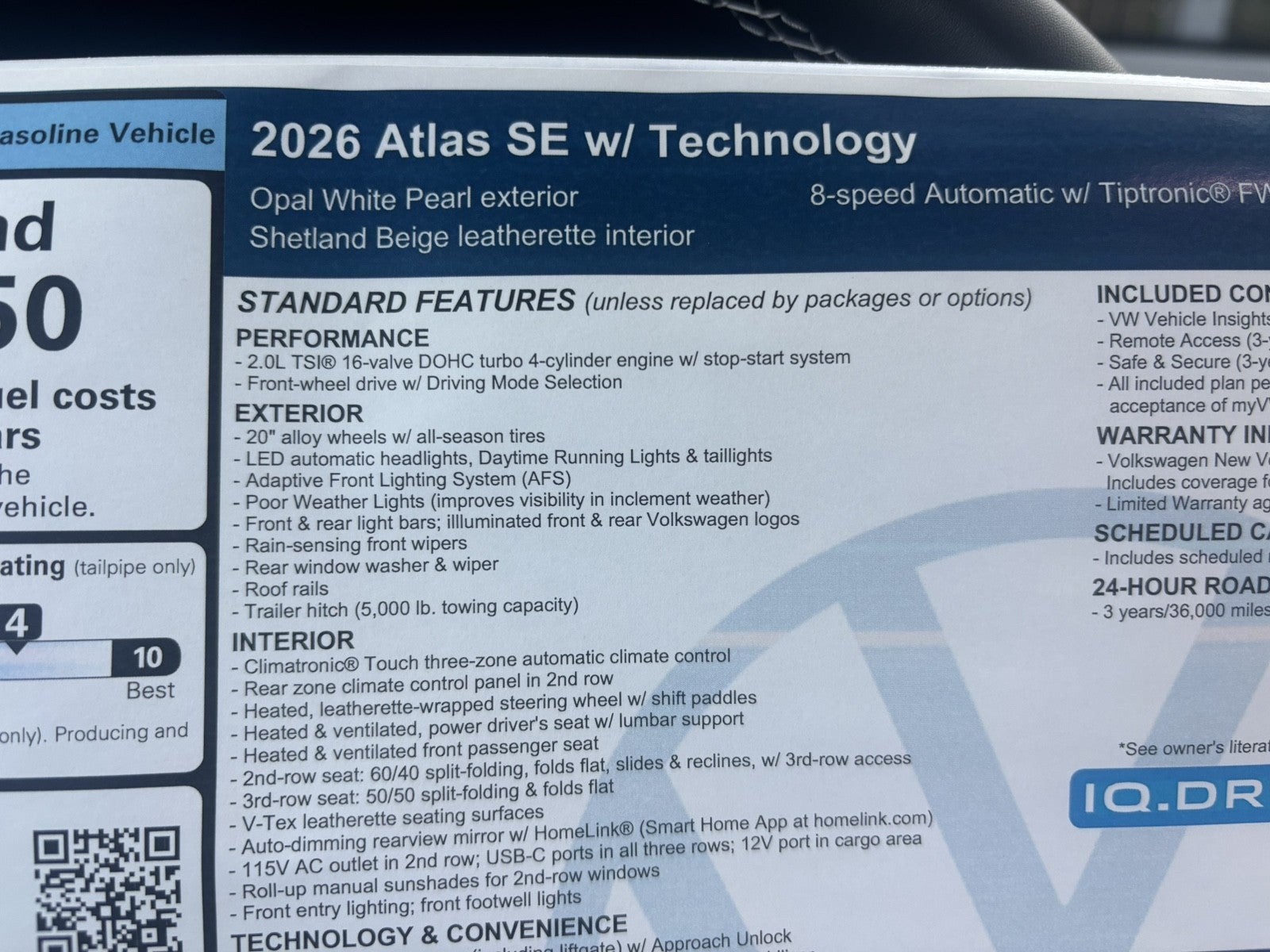 2026 Volkswagen Atlas 2.0T SE w/Technology