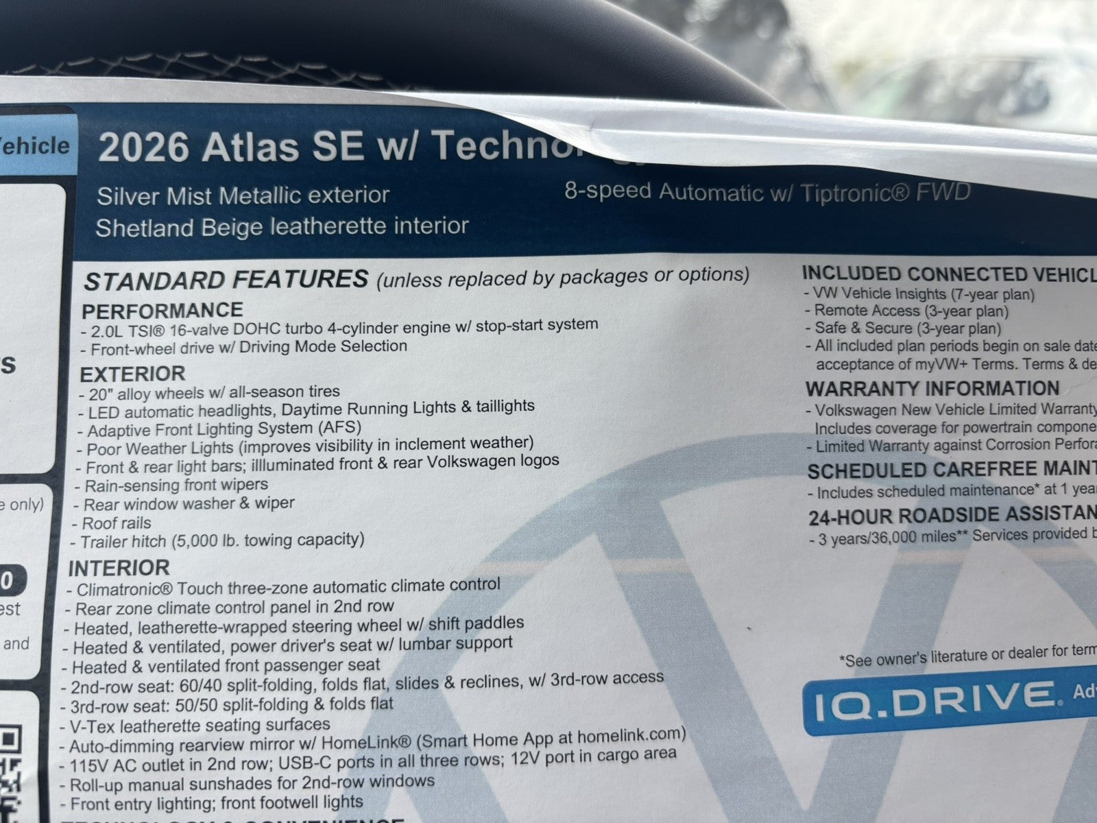 2026 Volkswagen Atlas 2.0T SE w/Technology