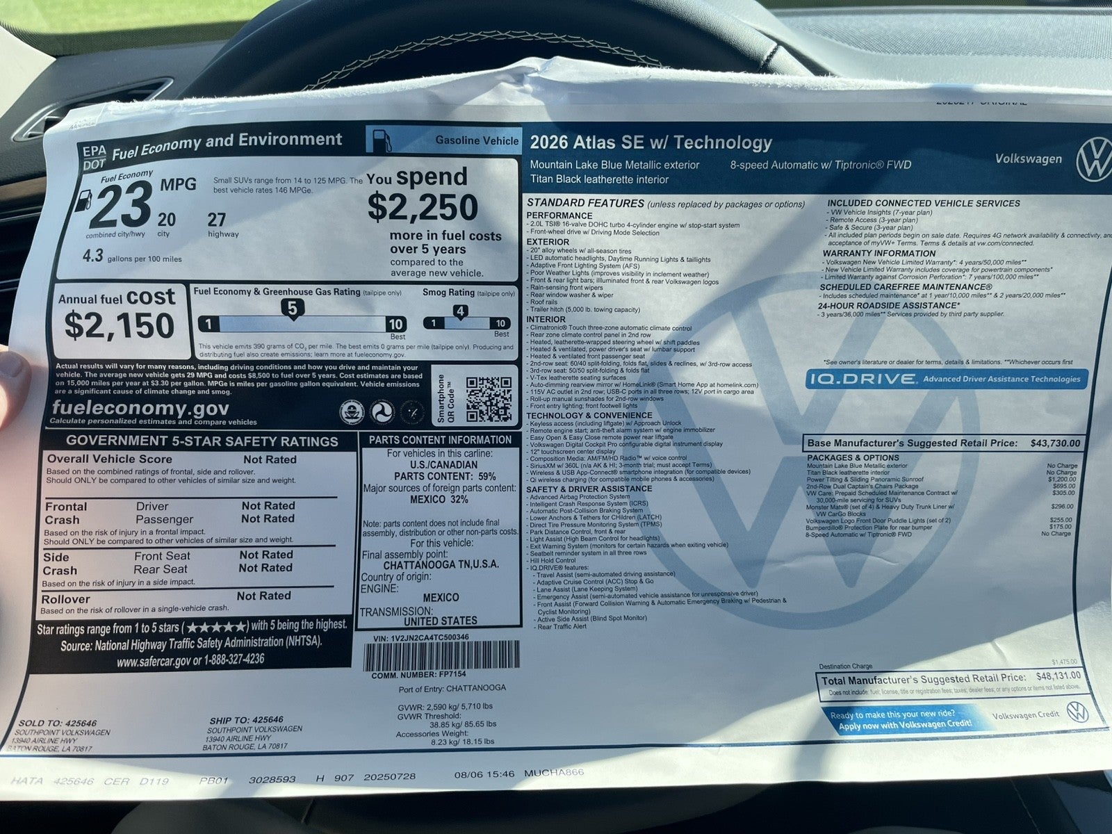 2026 Volkswagen Atlas 2.0T SE w/Technology