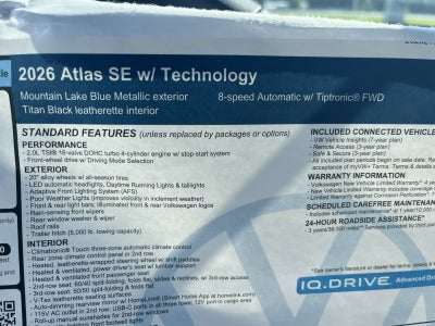 2026 Volkswagen Atlas 2.0T SE w/Technology