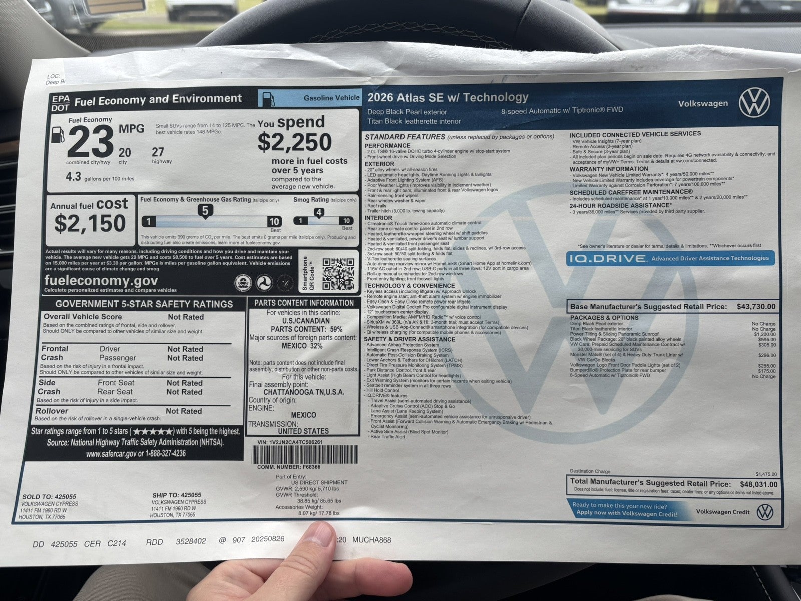 2026 Volkswagen Atlas 2.0T SE w/Technology