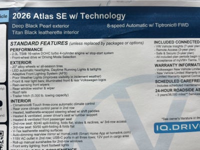 2026 Volkswagen Atlas 2.0T SE w/Technology