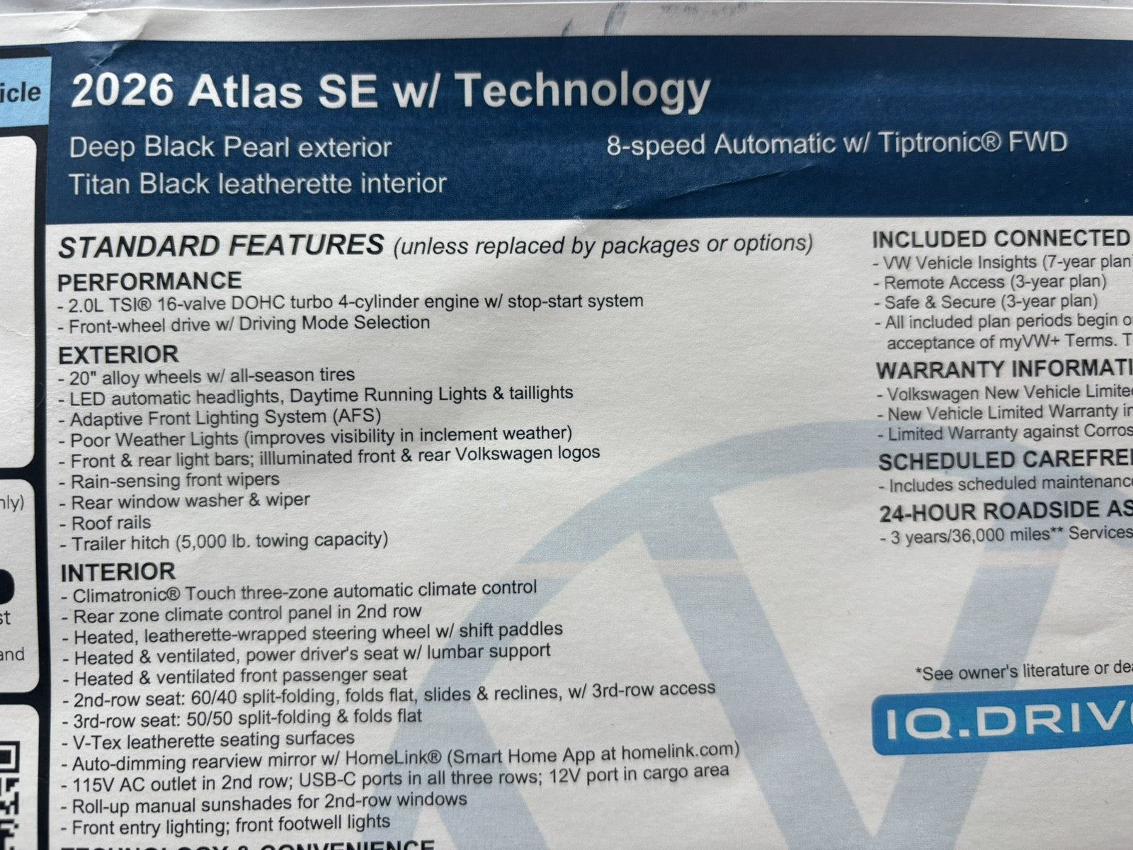 2026 Volkswagen Atlas 2.0T SE w/Technology