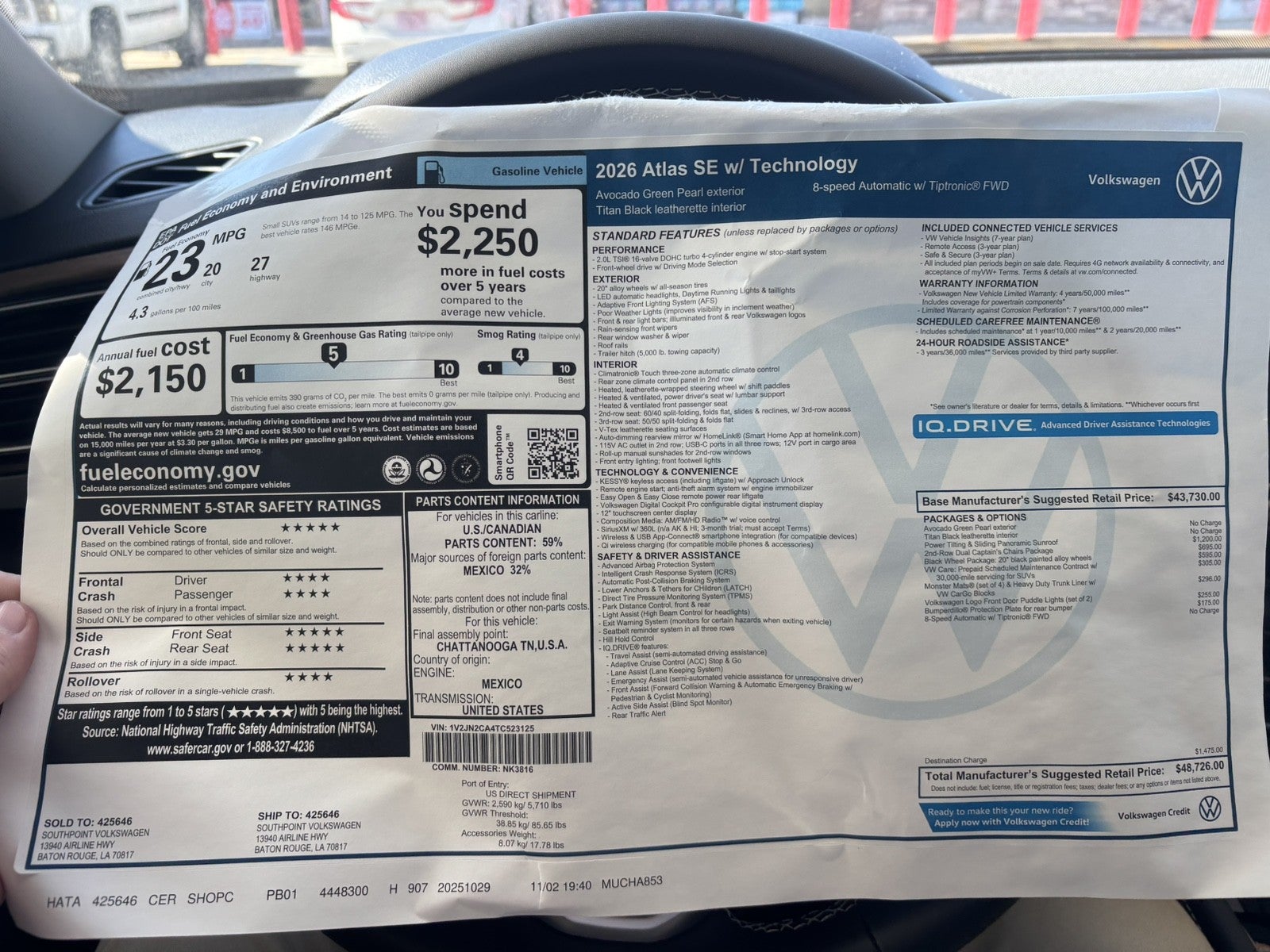 2026 Volkswagen Atlas 2.0T SE w/Technology