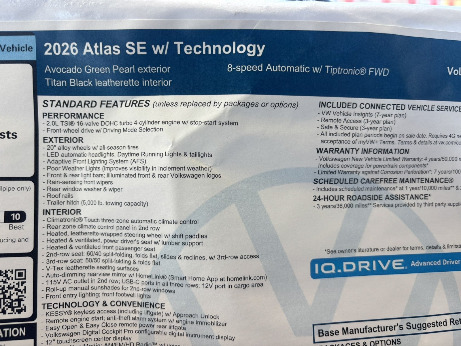 2026 Volkswagen Atlas 2.0T SE w/Technology