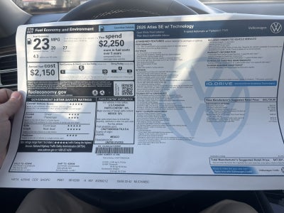 2026 Volkswagen Atlas 2.0T SE w/Technology