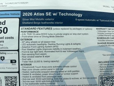 2026 Volkswagen Atlas 2.0T SE w/Technology
