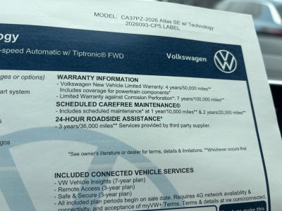 2026 Volkswagen Atlas 2.0T SE w/Technology