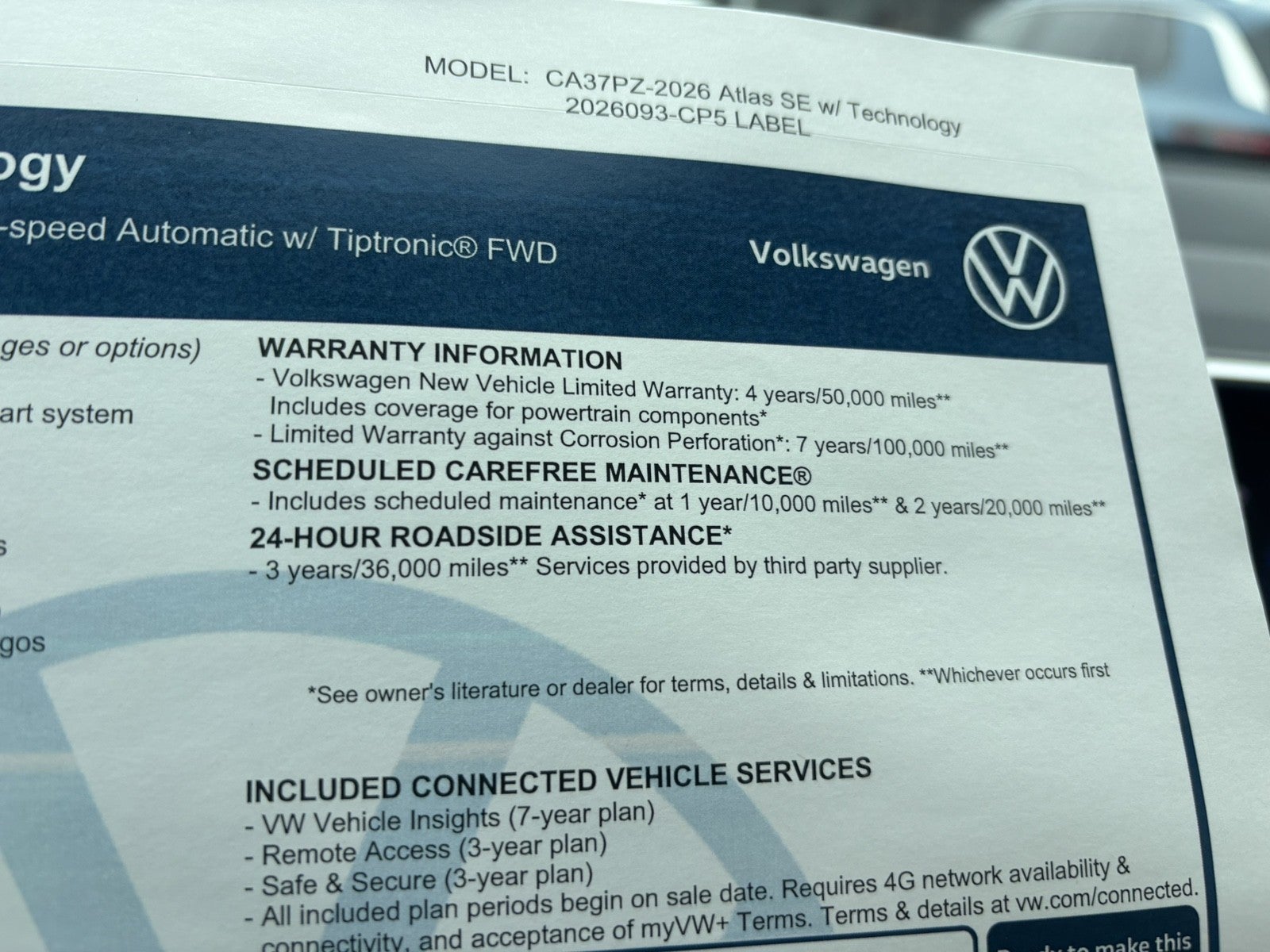 2026 Volkswagen Atlas 2.0T SE w/Technology