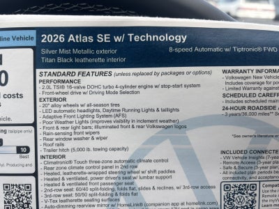 2026 Volkswagen Atlas 2.0T SE w/Technology
