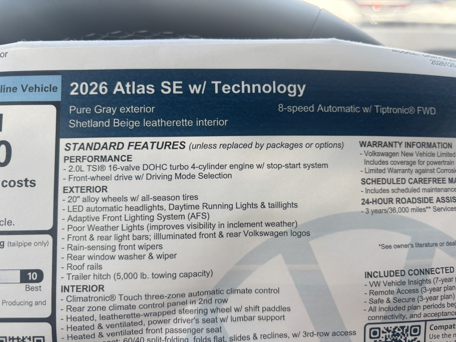 2026 Volkswagen Atlas 2.0T SE w/Technology