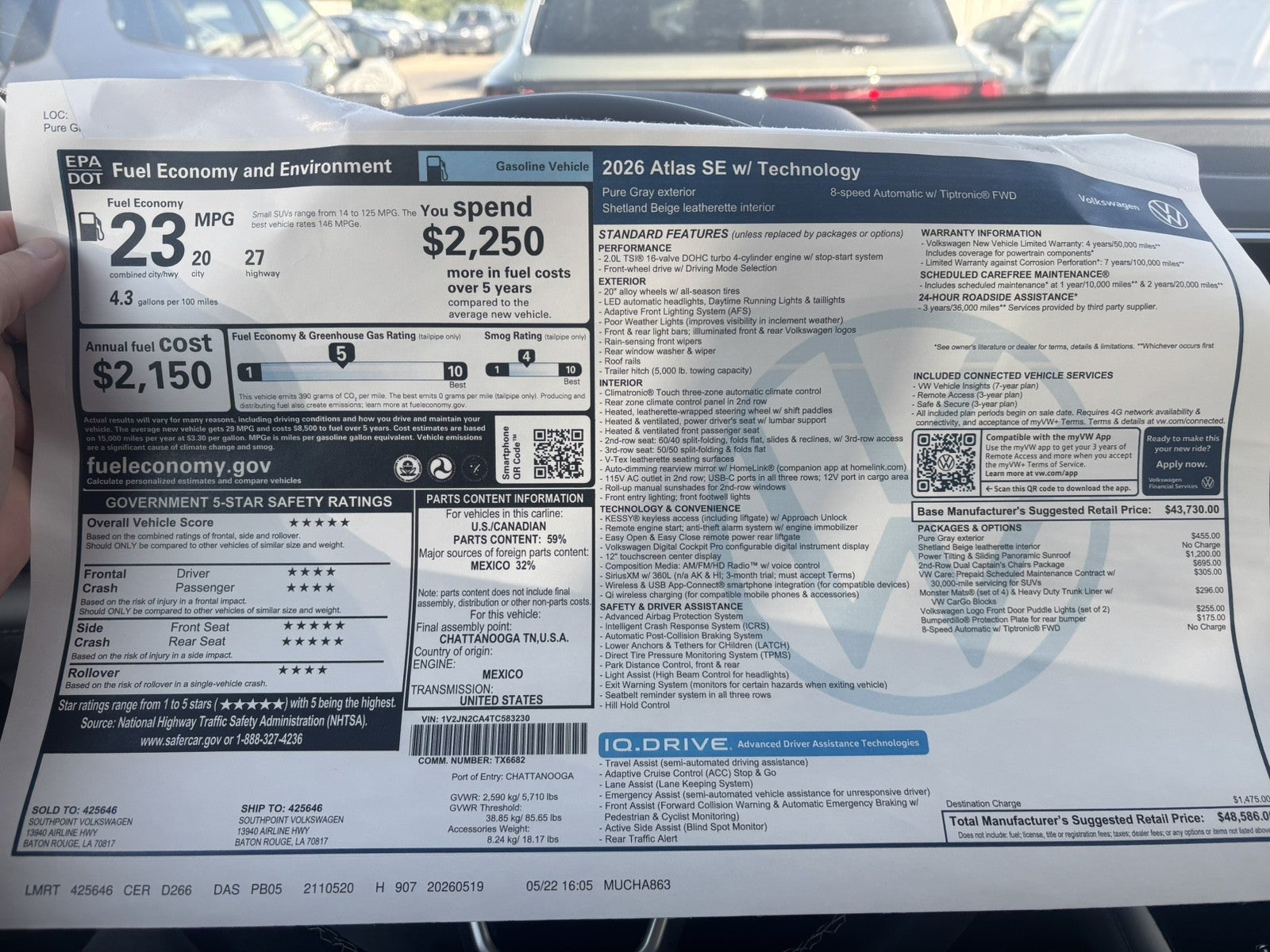 2026 Volkswagen Atlas 2.0T SE w/Technology
