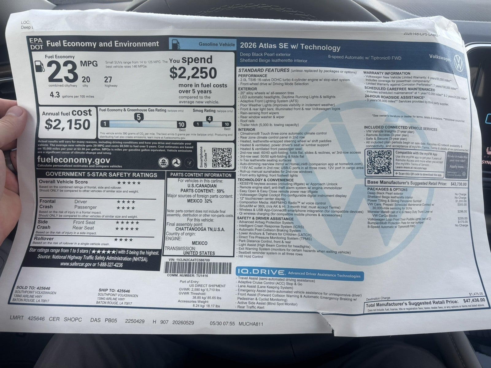 2026 Volkswagen Atlas 2.0T SE w/Technology