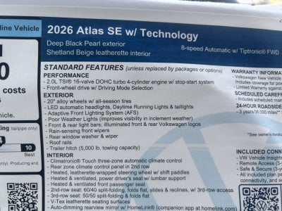 2026 Volkswagen Atlas 2.0T SE w/Technology