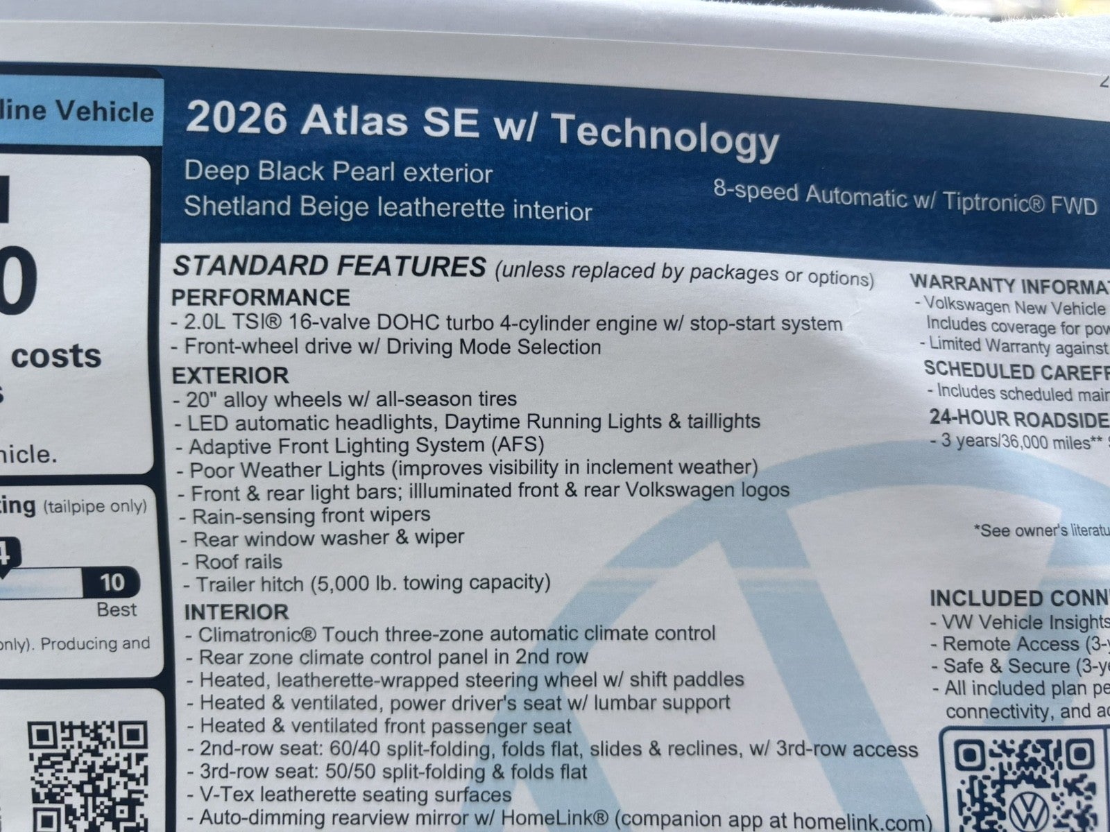 2026 Volkswagen Atlas 2.0T SE w/Technology