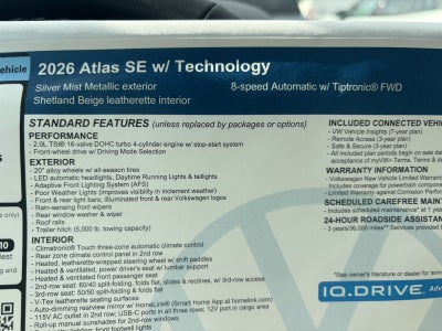 2026 Volkswagen Atlas 2.0T SE w/Technology
