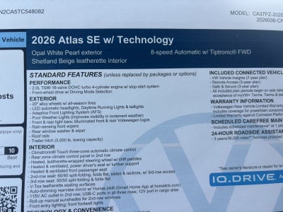2026 Volkswagen Atlas 2.0T SE w/Technology