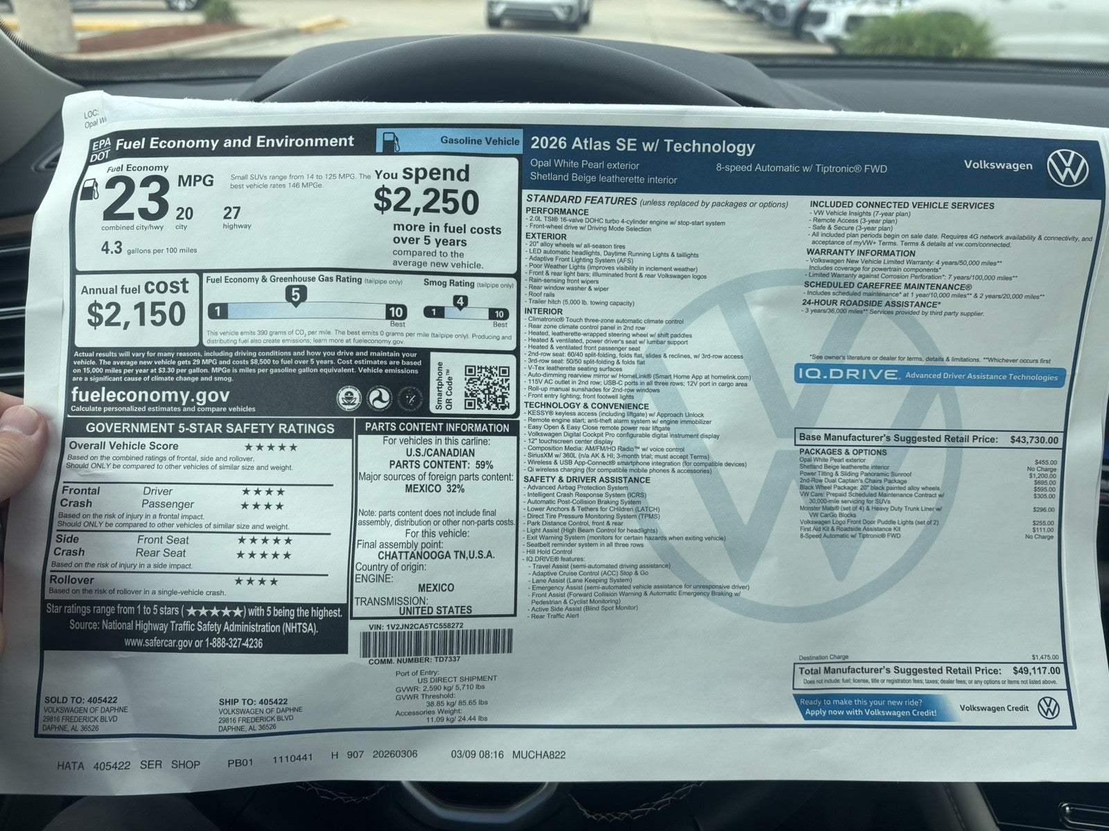 2026 Volkswagen Atlas 2.0T SE w/Tech's photo