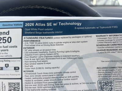 2026 Volkswagen Atlas 2.0T SE w/Technology