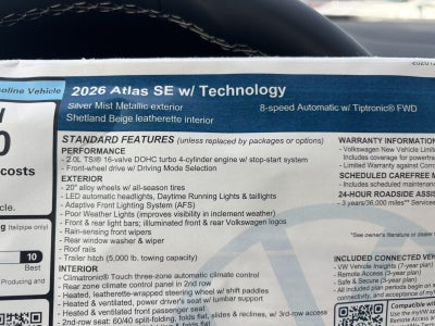 2026 Volkswagen Atlas 2.0T SE w/Technology
