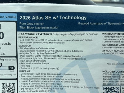 2026 Volkswagen Atlas 2.0T SE w/Technology