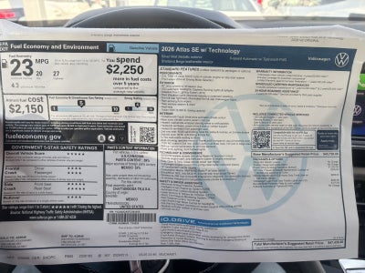 2026 Volkswagen Atlas 2.0T SE w/Technology