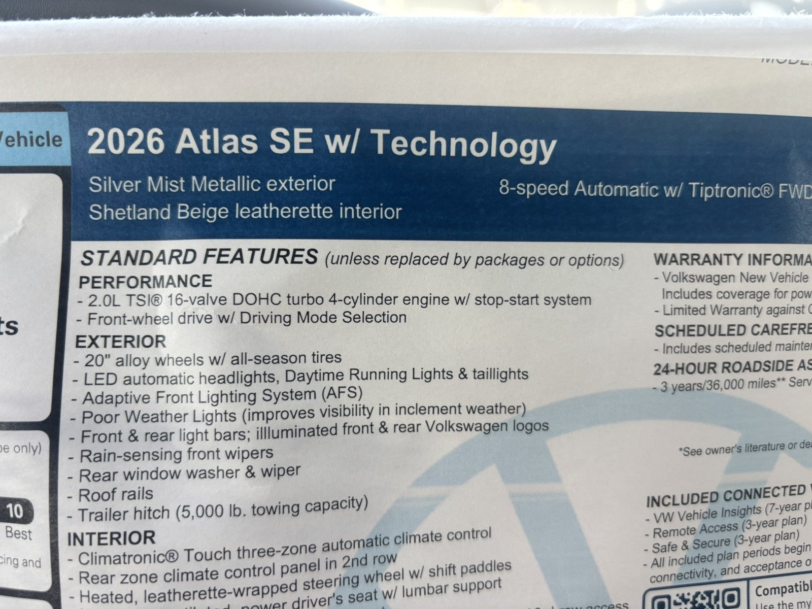 2026 Volkswagen Atlas 2.0T SE w/Technology
