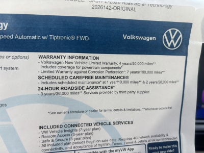 2026 Volkswagen Atlas 2.0T SE w/Technology