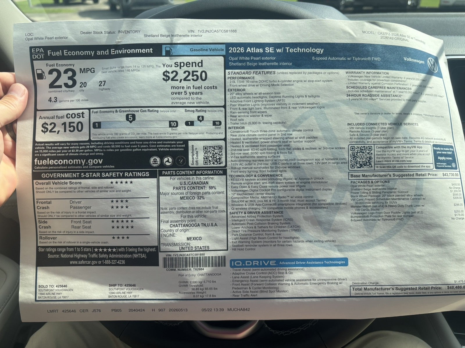 2026 Volkswagen Atlas 2.0T SE w/Technology