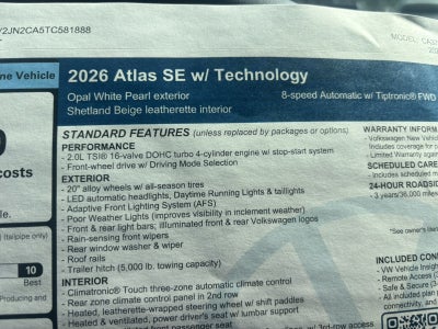 2026 Volkswagen Atlas 2.0T SE w/Technology